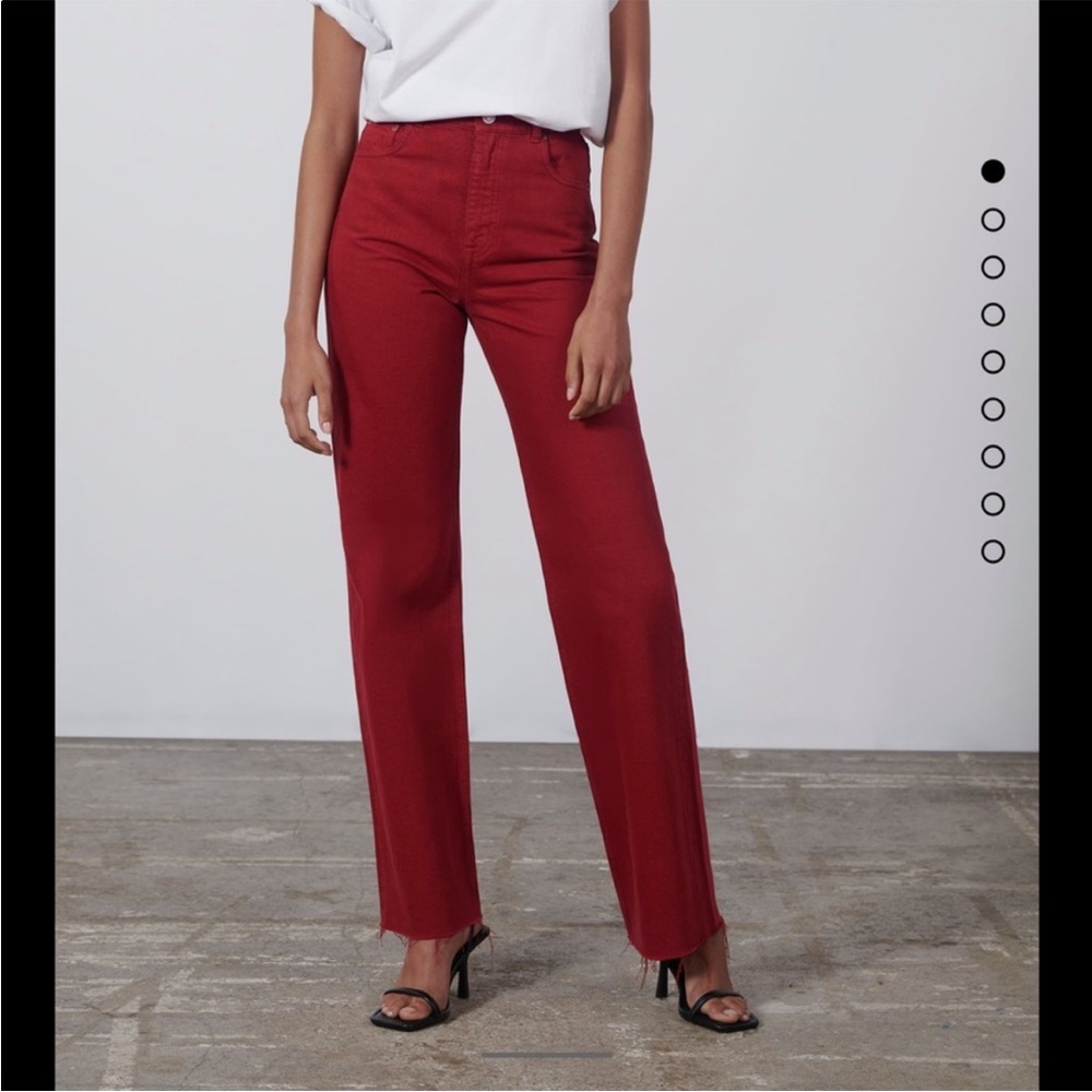 Zara Red The 90s Full Length Jeans
